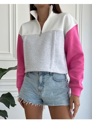 Crep Tekstil Oversiz Crop Sweatshirt