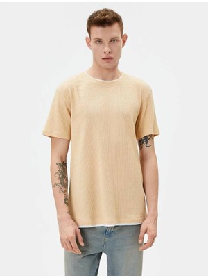 Koton 4SAM10065HK Koton Erkek T-Shirt Bej