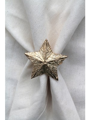 Emtory Home 12 Adet Dekoratif Gold Star Nova Peçete Halkası - Napkin Ring