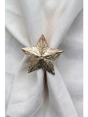 Emtory Home 12 Adet Dekoratif Gold Star Nova Peçete Halkası - Napkin Ring