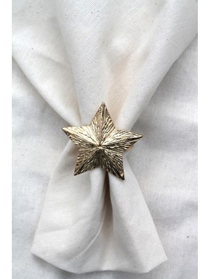 Emtory Home 12 Adet Dekoratif Gold Star Nova Peçete Halkası - Napkin Ring