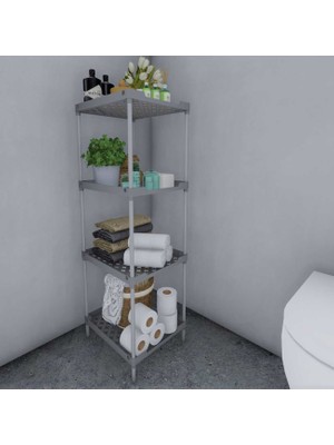 Cimri Kese Plastik Banyo Balkon Mutfak Için Düzenleyici Çiçeklik Ayakkabılık Çok Amaçlı Raf Ünitesi Gri