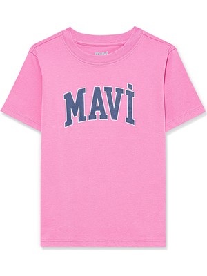 Mavi Logo Baskılı Pembe Tişört 7610109-71033