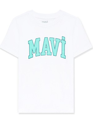 Mavi Logo Baskılı Beyaz Tişört 7610109-620