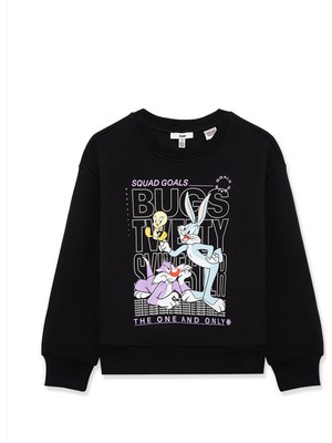 Mavi Bugs Bunny Baskılı Siyah Sweatshirt 7S10034-900