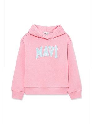 Mavi Logo Baskılı Kapüşonlu Pembe Sweatshirt7610035-86953