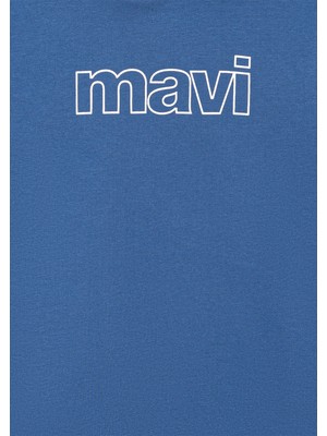 Mavi Logo Baskılı Kapüşonlu Mavi Sweatshirt 6S10041-70719