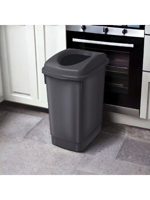 Siyah Banyo Çöp Kovası 27 Litre Atık Kutusu Cafe Otel Çöp Kovası Geri Dönüşüm Kutusu 27 Litre