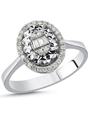 Pırlant 0,20 Karat Pırlantalı Baget Oval Yüzük