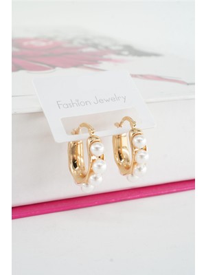 By Zeyna Aksesuar Kadın Vip Seri Suni Incili Küpe Seti