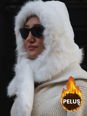Mood Agenda Kadın Kürklü Boyun Bağlamalı Atkılı Peluş Şapka