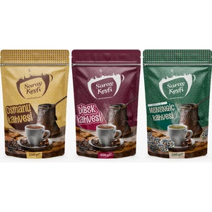 Saray Keyfi 3 Lü ‘ Set - Osmanlı Kahvesi 200 gr + Dibek Kahvesi 200 gr + Sütlü Menengiç Kahvesi 200 gr