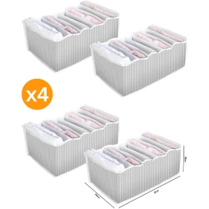 4 Adet - 8 Gözlü Çekmece Içi Akordiyon Organizer - Large 24 x 37 x 18 cm