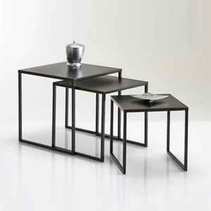 3Art Metal Metal Kare Dekoratif 3lü Zigon Sehpa