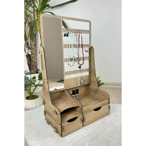 Takı Organizer Makyaj Aynalı Takı Düzenleyici Xl 2 Çekmeceli Çok Amaçlı Takı Kozmetik Stand