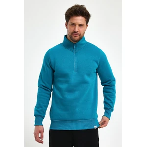 Amazing Crash Yüksek Yaka Yarım Fermuarlı Basic Sweatshirt