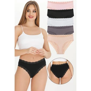 Kadın Dantelli Karışık Renkler Slip Külot 5li Paket Set KTS3070-5