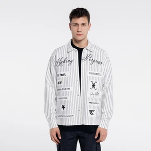 Friday Offset Noa Erkek Kırık Beyaz Ekstra Oversize Gömlek Ceket