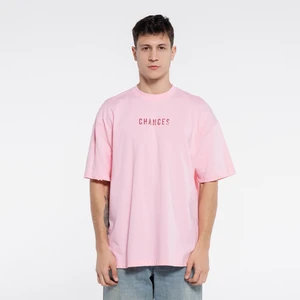 Friday Offset Ness Erkek Pembe %100 Pamuk Kol Ve Yaka Dizayn Kesikli Bisiklet Yaka Oversize Tshirt