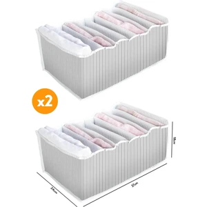 2 Adet - 8 Gözlü Çekmece Içi Akordiyon Organizer - Large 24 x 37 x 18 cm