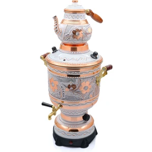 6 Litre 220V Elektrikli Işlemeli Bakır Semaver