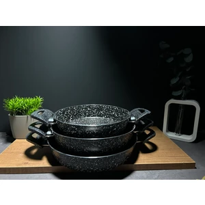 Bena Life Granit 20-22-24 cm Granit 3lü Çift Kulplu Omlet/sahan Tava Seti
