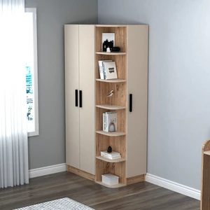 Luses 3 Kapaklı Raflı Genç Odası Gardırop,  Atlantik Çam Bej - Luses