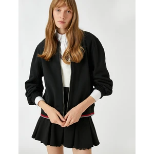 Bomber Fermuarlı Sweatshirt Şerit Detaylı