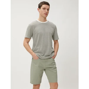 Basic Gabardin Şort Beş Cep Detaylı Düğmeli Pamuklu