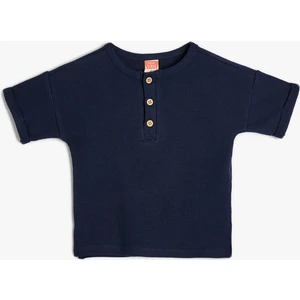 Tişört Ribanalı Kısa Kollu Bisiklet Yaka Pamuklu