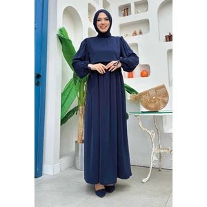 Bym Fashion Çift Katlı Bağlama Detay Elbise Bym3 Lacivert