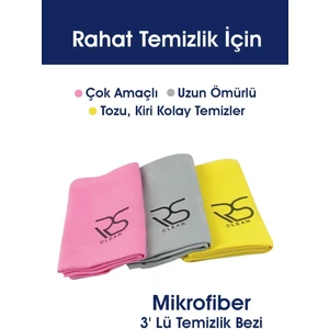 Rs Clean Mikrofiber 3' Lü Temizlik Bezi - 42 x 68 cm