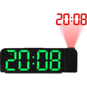 180° Dönebilen Projeksiyon Çalar Saat 12/24H LED Saat (Yeşil) (Yurt Dışından)
