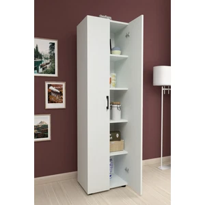 5 Raflı 2 Kapaklı Klasörlük Dolabı Mutfak Dolabı Banyo Dolabı Çok Amaçlı Dolap Cansu Beyaz