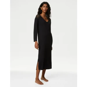 Marks & Spencer Dantel Detaylı Uzun Kollu Gecelik