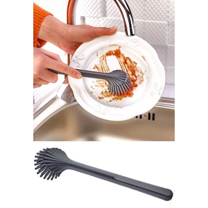 Silikon Bulaşık Yıkama Lavabo Temizleme Mutfak Tezgah Fırçası Silikonlu Kazıma Uçlu