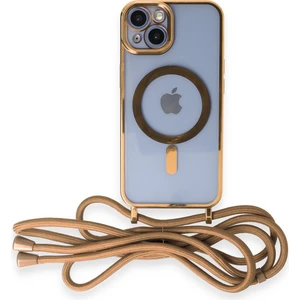 Eyl Techno  iPhone 14 Kılıf Boyun ve Omuz Ip Askılı Kablosuz Şarj Uyumlu 1.kalite - Gold