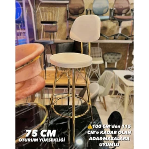 Yeni Dolce Bar Sandalyesi Gold 75 cm Kırık BEYAZ.100 ile 115 cm Arası Ada&masalara Uyumlu.