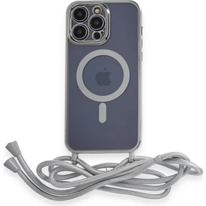 Eyl Techno  iPhone 14 Pro Kılıf Boyun ve Omuz Ip Askılı Kablosuz Şarj Uyumlu 1.kalite - Gümüş