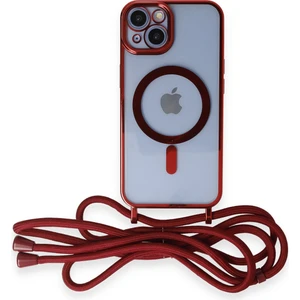 Eyl Techno  iPhone 13 Kılıf Boyun ve Omuz Ip Askılı Kablosuz Şarj Uyumlu 1.kalite - Kırmızı