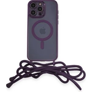 Eyl Techno  iPhone 13 Pro Max Kılıf Boyun ve Omuz Ip Askılı Kablosuz Şarj Uyumlu 1.kalite - Derin Mor