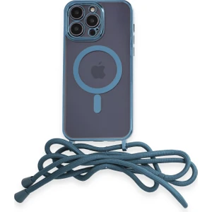 Eyl Techno  iPhone 13 Pro Max Kılıf Boyun ve Omuz Ip Askılı Kablosuz Şarj Uyumlu 1.kalite - Sierra Blue