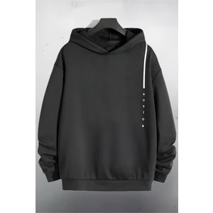 Boston Ön Dikey Baskılı Pamuklu Unisex Sweatshirt