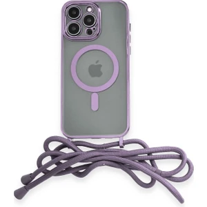 Eyl Techno  iPhone 14 Pro Kılıf Boyun ve Omuz Ip Askılı Kablosuz Şarj Uyumlu 1.kalite - Lila