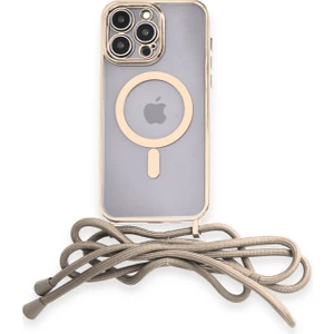 Eyl Techno  iPhone 13 Pro Max Kılıf Boyun ve Omuz Ip Askılı Kablosuz Şarj Uyumlu 1.kalite - Gold