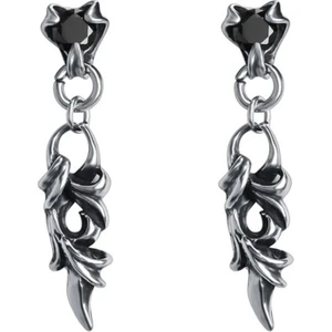 Gotik Aksesuarlı Sallantılı Çivi Model Vintage Erkek 316L Çelik Küpe