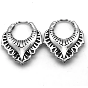 Büyük Damla Model Halka Vintage Geçirmeli 316L Çelik Erkek Küpe