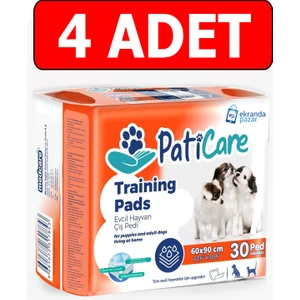 Trainingpads Yavru Köpek Tuvalet Eğitim Pedi 60X90Cm 30Lu Çiş Pedi 4Adet