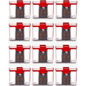 Mars & Hars 12LI Küçük Boy Sızdırmaz-Çift Kilit Klipsli-Vakum Kapaklı Erzak-Baharat Saklama Kabı