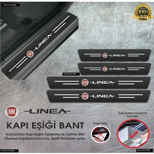 DK Elektronik Dkelektornik Fiat Linea Logolu Karbon Kapı Eşiği Koruyucu Suni Deri 4'lü Set